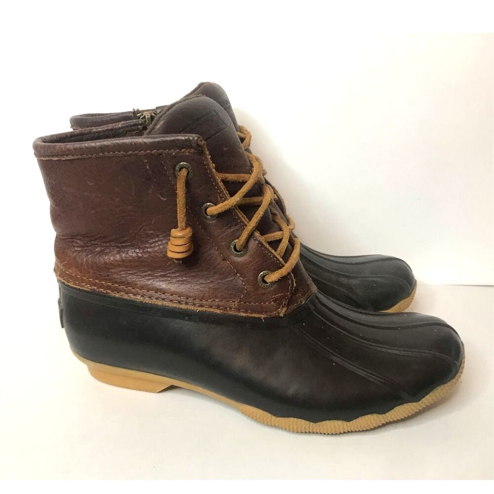 Sperry Top Sider Brown Leather Rubber Duck Boots Womens 7